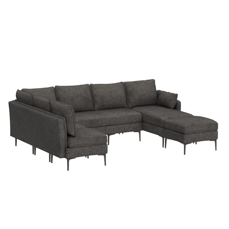 Modern Chenille Sectional Sofa with Reversible Chaise and Ottoman, Perfect for Living Rooms with Sleeper Function