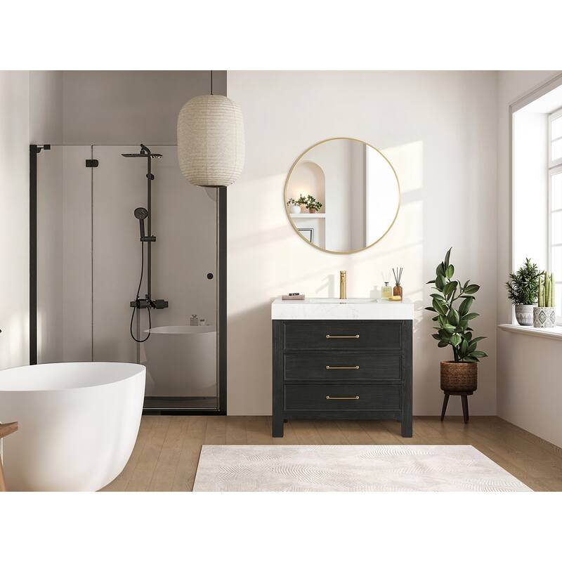 Leon 36 in. Single Bathroom Vanity with Composite Stone Top