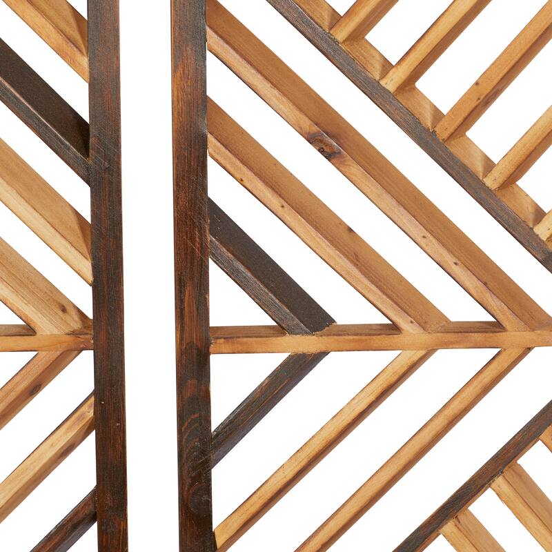 Wood Geometric Slatted Wood Design Wall Decor - Set of 3 Brown - Roche River Decor