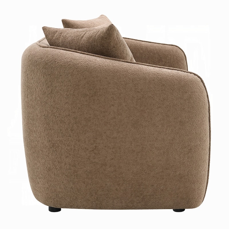 Keina Sofa, 3 Accent Pillows, Modern Soft Brown Chenille, 79 Inch