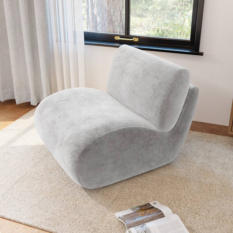 DREAMSIDEA Low Back Upholstered Swivel Accent Chair - Light Gray