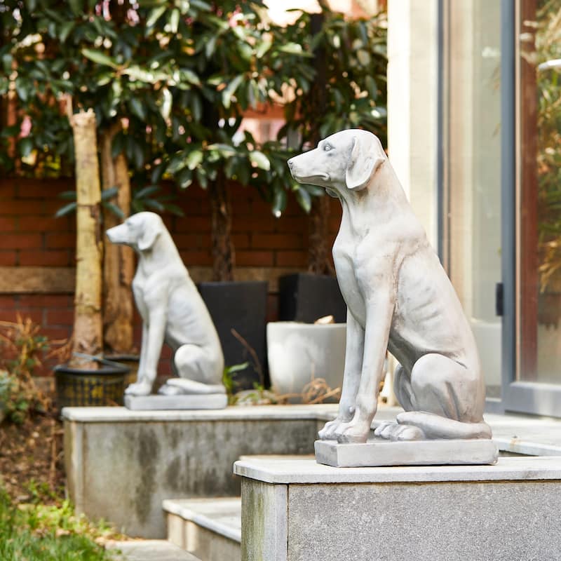 Glitzhome 28"H MGO Sitting Labrador Retriever Dog Outdoor Statue Sculpture