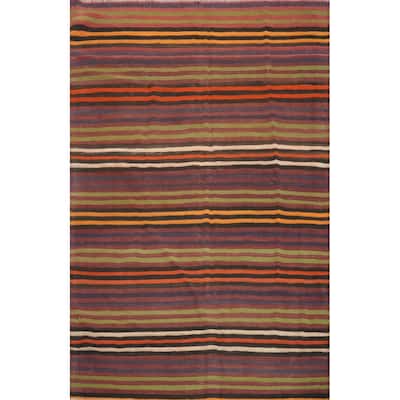 Hand Woven Oriental 100% Wool Carpet Southwestern Geometric Multi-Colored Kilim Area Rug - 6' 6'' X 5' 4''