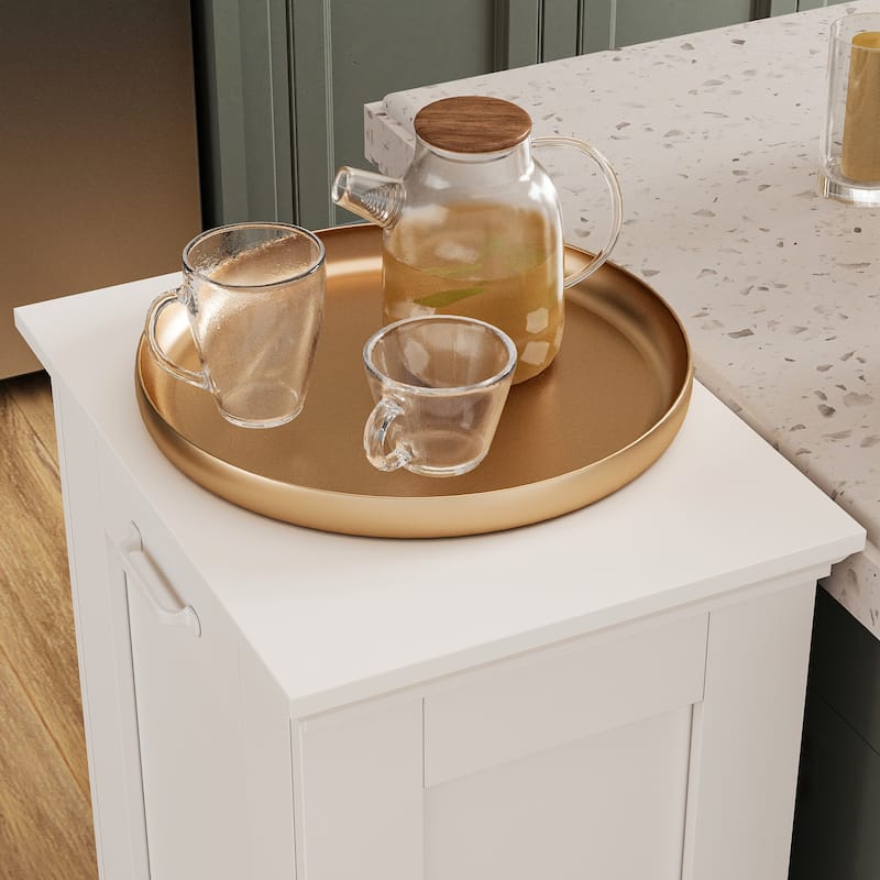 Tilt Out Trash Cabinet with Ozone Odor Control, Wooden Hidden Garbage Bin Cabinet for Kitchen, Laundry Hamper Cabinet