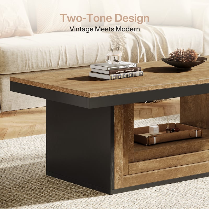 47" Modern Coffee Table With Two-Tone Finish