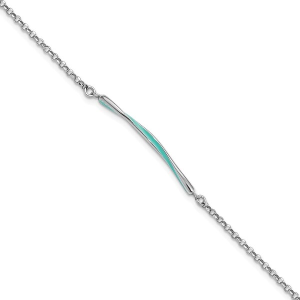 Sterling Silver Rhodium-plated Aqua Enamel with 0.75-inch Extension Bracelet by Versil. Opens flyout.