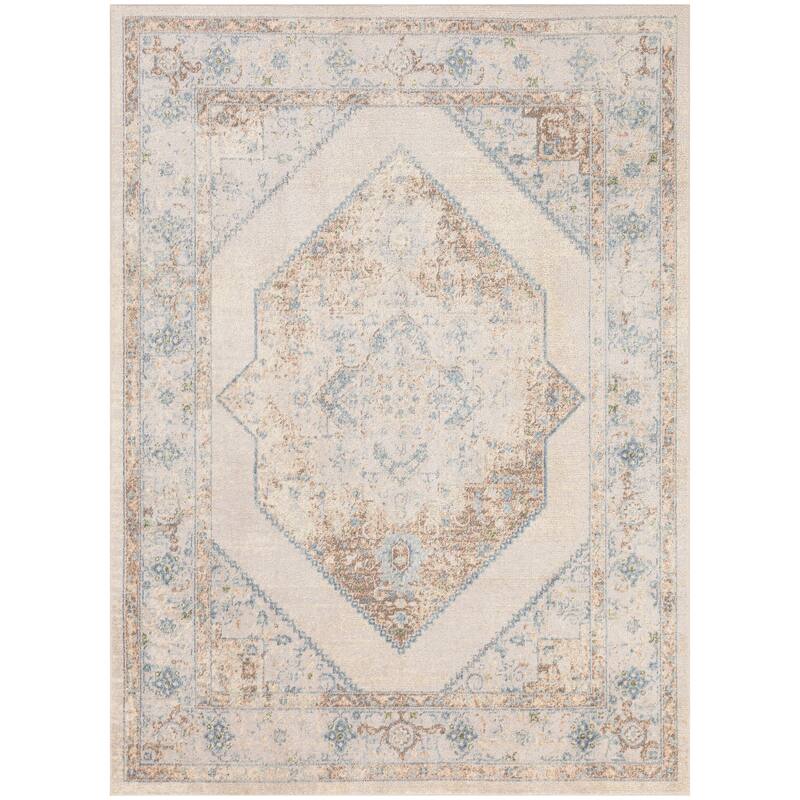 Nourison Astra Machine Washable Persian Area Rug - 5' 3" x 7' - Ivory/Blue - Rectangle