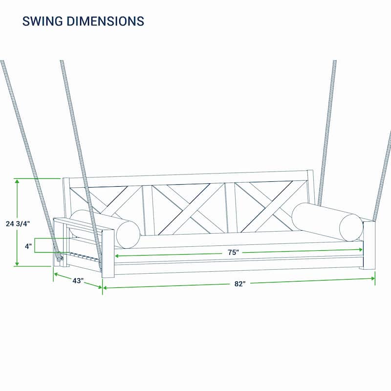Cambridge Casual Logan Teak Outdoor Porch Swing Daybed with Cushion