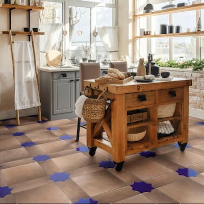 Merola Tile Argile Star Blue 7" x 7" Porcelain Floor and Wall Tile - (1 Tile)
