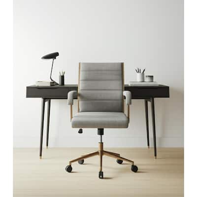 Gray and Bronze Adjustable Height Swivel Rolling Office Chair