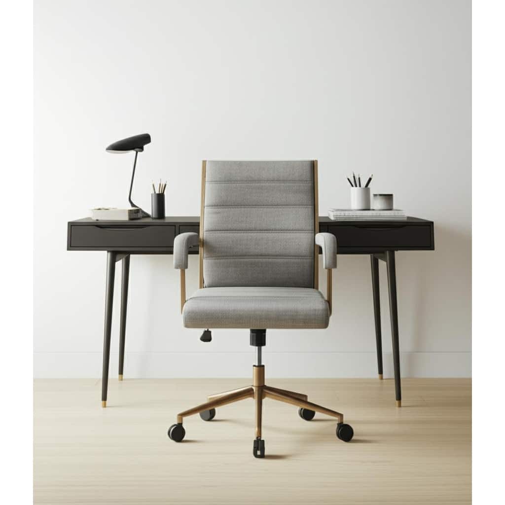 Gray and Bronze Adjustable Height Swivel Rolling Office Chair