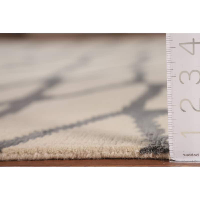 All-Over Abstract Modern Area Rug Handmade Wool Carpet - 7'11"x 9'9"