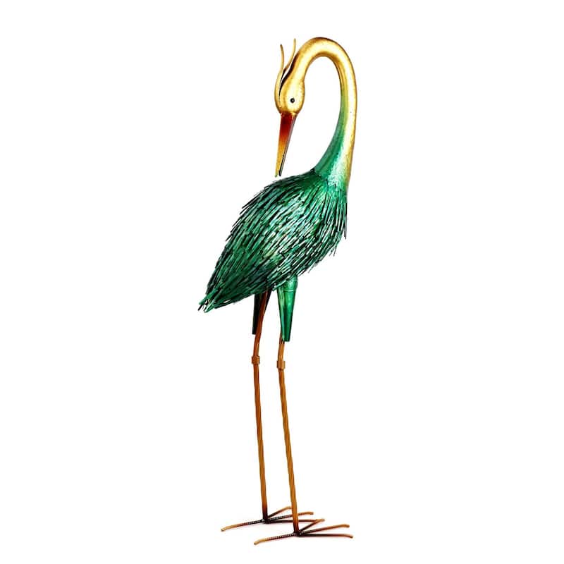 Set of 2 41 Inch Tall Metallic Heron Garden Figurines