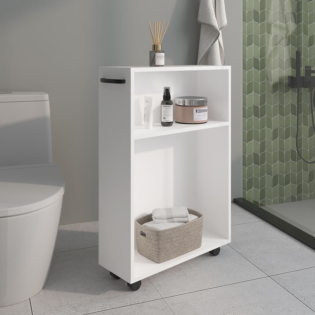 Storage Cart 32.2" H, 2 Shelves, 4 Wheels, White - Bathroom