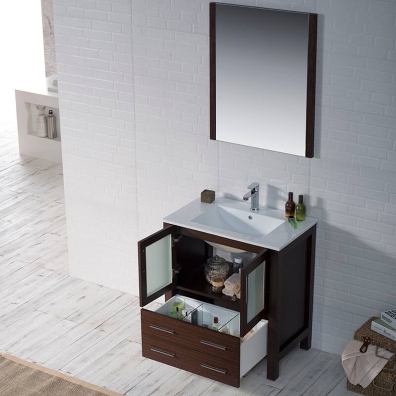 Blossom Solid Wood Double Bathroom Vanity w/ Ceramic Sink & Base