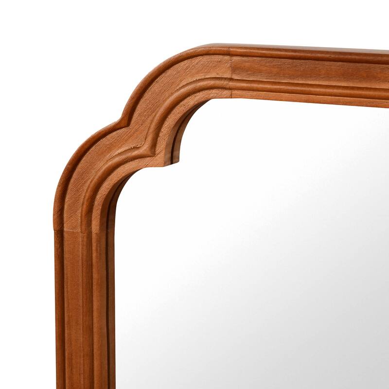 GDFStudio - Solvane Solvane Handcrafted Solid Wood Rounded Corner Decorative Wall Mirror with Sculpted Frame & Dual Hanging