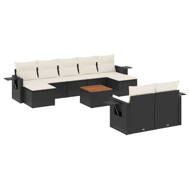 vidaXL Garden Sofa Set 10 Piece with Cushions Outdoor Sofa Set Poly Rattan - 24.4 x 24.4 x 27.2 in (W x L x H)
