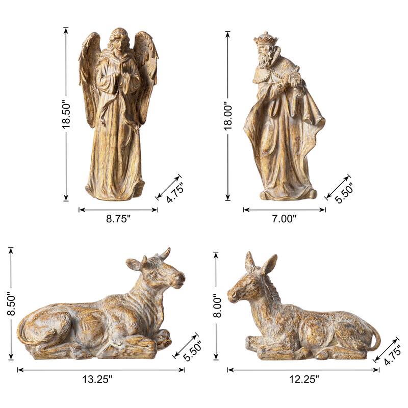 Glitzhome 10pcs 18.5"H Bronze/Ivory Resin Nativity Figurine Set