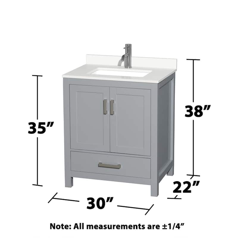 Wyndham Collection WCS141430S-QTZ-UNSMXX Sheffield 30" Free Standing