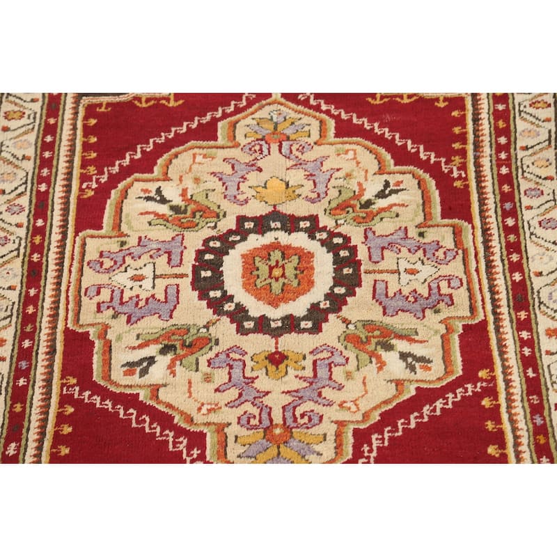 Vegetable Dye Geometric Anatolian Turkish Area Rug Wool Handmade - 3'7" x 6'6"