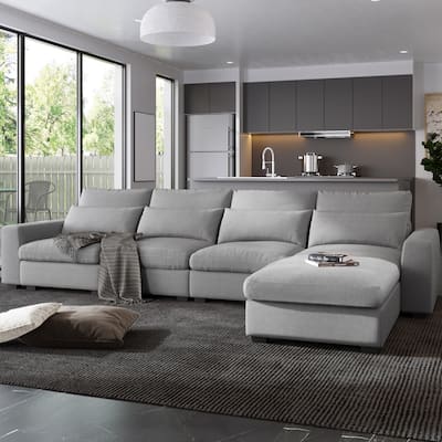Modern Large L-Shape Sectional Convertible Sofa Couch with Reversible Chaise