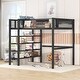 preview thumbnail 1 of 9, Twin Size Metal Loft Bed with 4-Tier Shelves and Storage , Modern Design with Sturdy Construction Black
