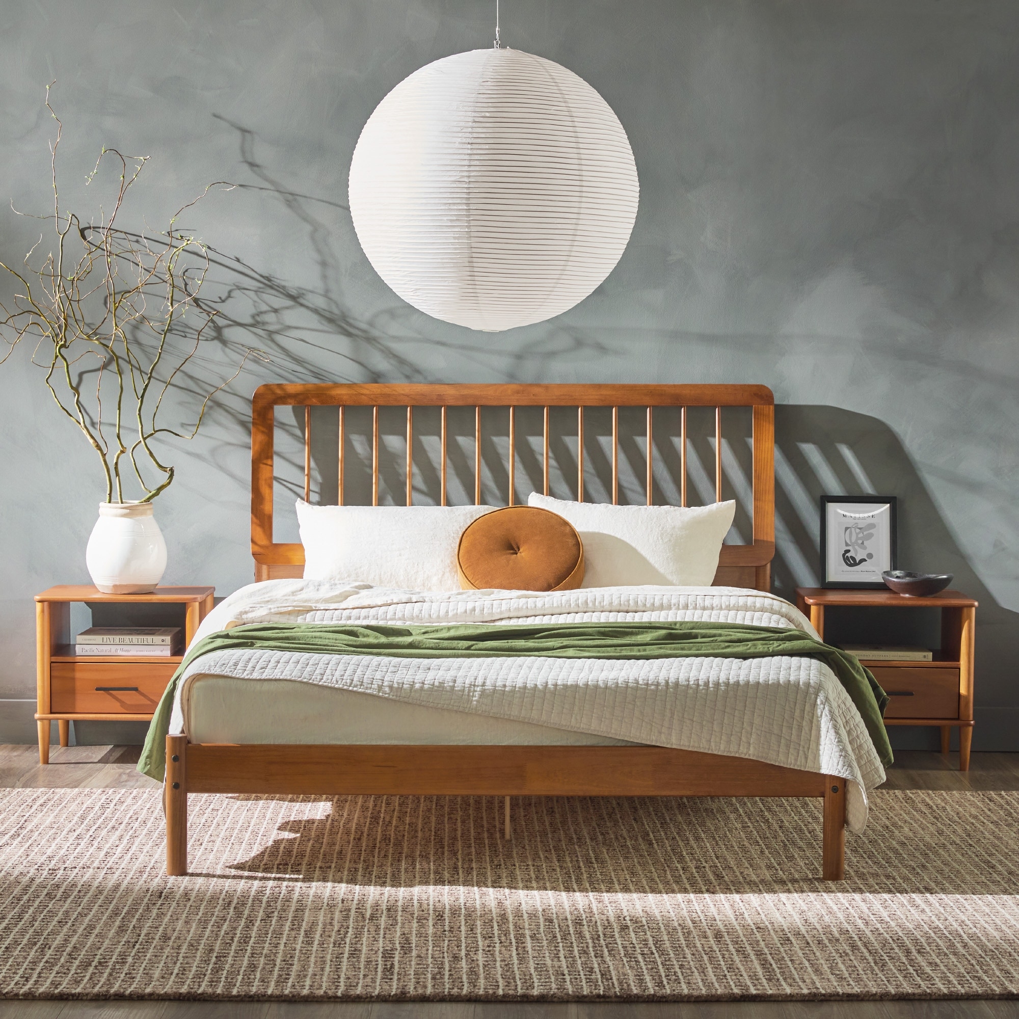 Walker Edison Boho Solid Wood Queen Spindle Bed