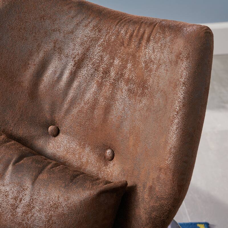 Fabric Mid-Century Club Chair with Wood Frame and Tufted Back