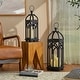 preview thumbnail 21 of 52, Glitzhome Set of 2 Wooden Church Style Decorative Lanterns Candle Holders for Wedding Mantle Entryway