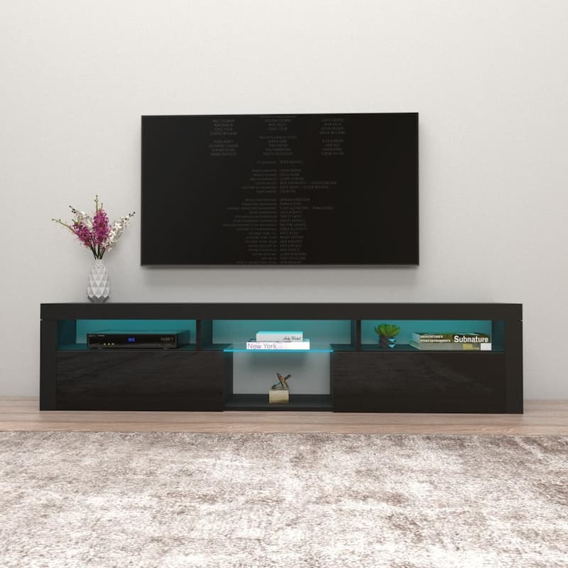 Bari 200 Wall Mounted Floating 79" TV Stand with 16 Color LEDs