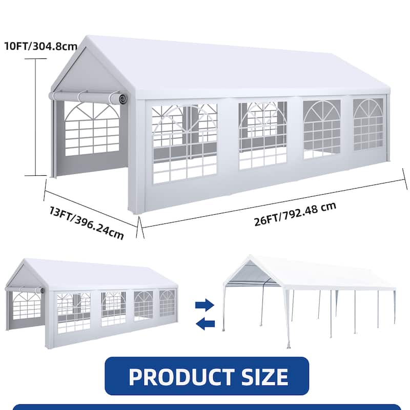 16x32/13x26 Ft Outdoor Upgraded Galvanized Canopy White Party Tent Shelters