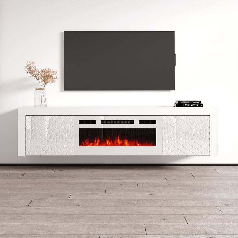 Dia WH-EF Electric Fireplace 71" TV Stand - White