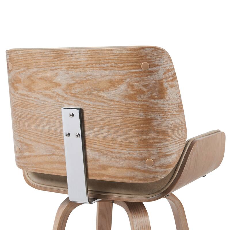 Tyler Mid-Century Swivel Bar Stool, Upholstered Counter Height Chair with Bentwood Legs