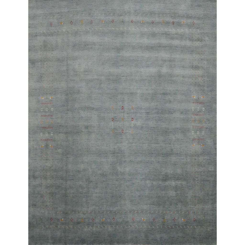 Hand Knotted Oriental 100% Wool Carpet Tribal Animal Pictorial Greys & Charcoal Gabbeh Area Rug - 11' 11'' X 11' 11''