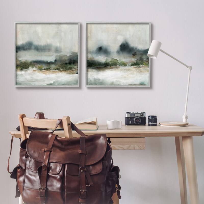 Stupell Somber Abstract Landscape Mountain Watercolor Details 2 Piece Framed Wall Art, Design by Carol Robinson