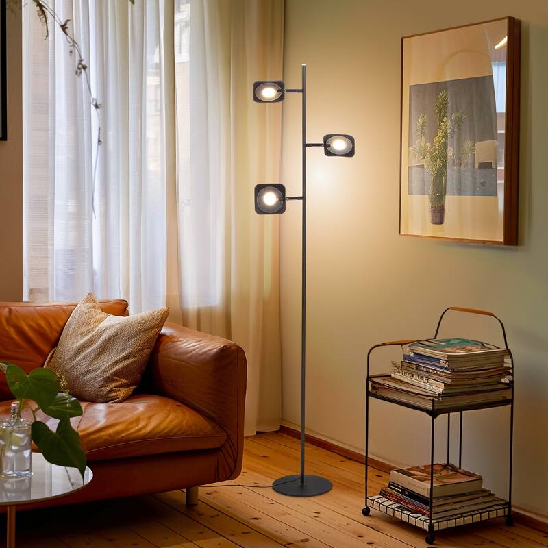 Brightech Tree 60 in. Oil Brushed Bronze Industrial 3-Light 3-Way Dimming LED Floor Lamp with 3 Adjustable Spot Lights