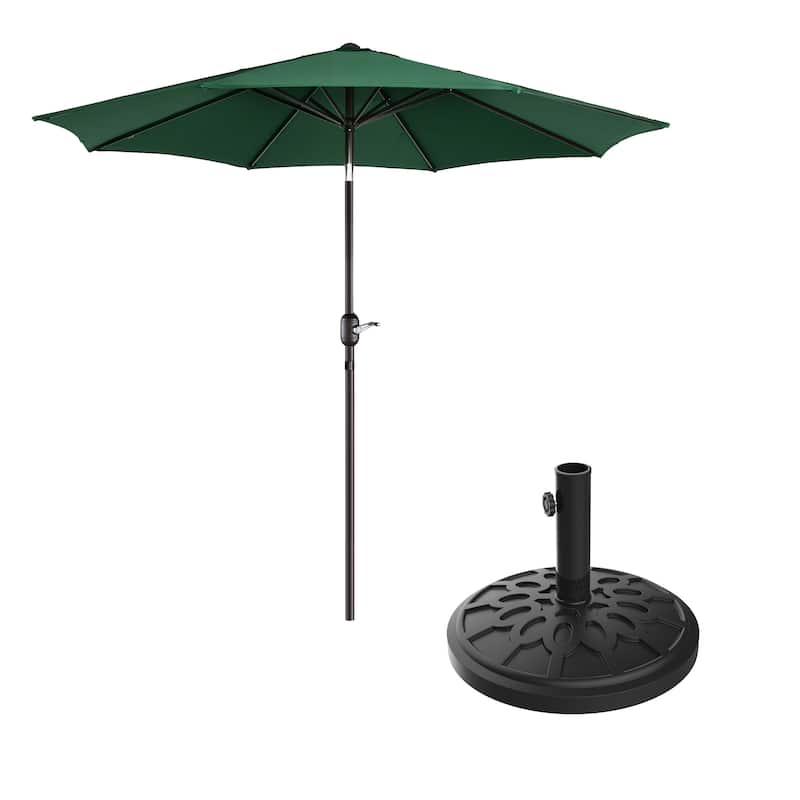 Villacera 9-Foot Outdoor Patio Umbrella with Base - Green