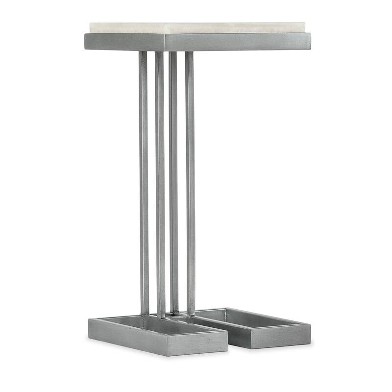 Hooker Furniture 5934-50001-00 Melange 12" Square Onyx and Steel End - Pewter / White Onyx