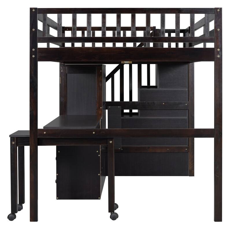 Kids Loft Bed with Desk, Stairs, Wardrobe, Bookshelf & Storage Drawers - Multifunctional Space-Saving Furniture