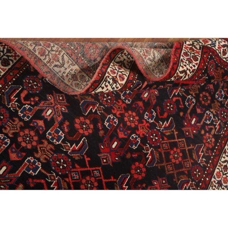 All-Over Hamedan Persian Vintage Runner Rug Hand-Knotted Wool Carpet - 3'8" x 10'2"