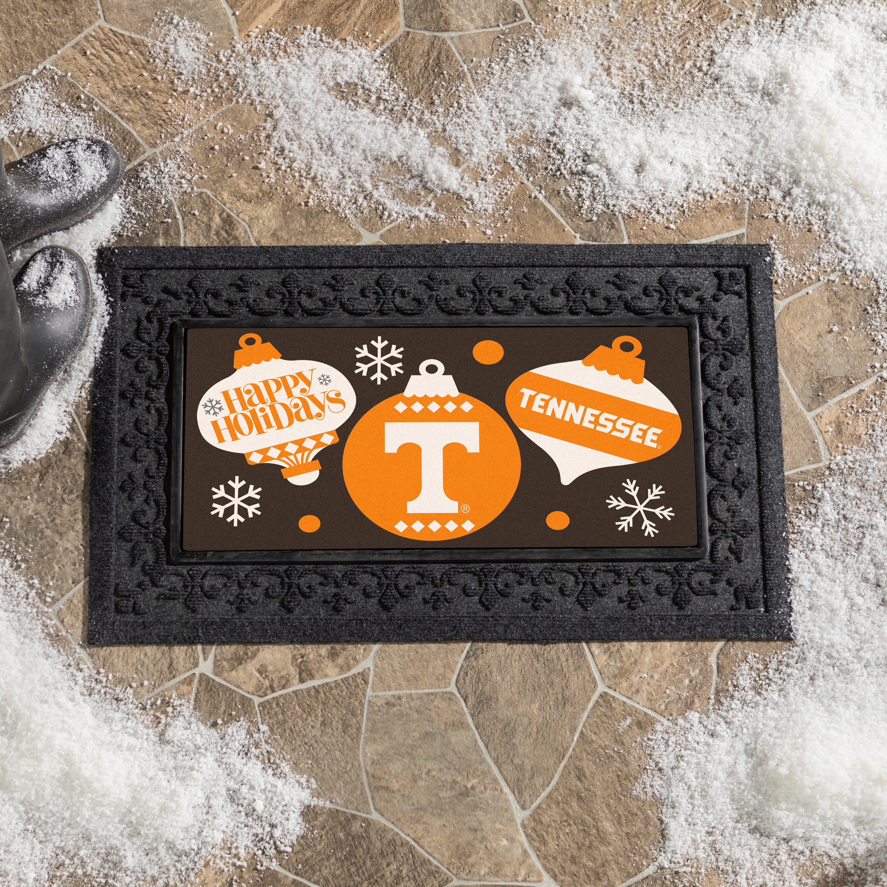 University of Tennessee Happy Holidays Flocked Coir Sassafras Switch Door Mat - 22" x 10"