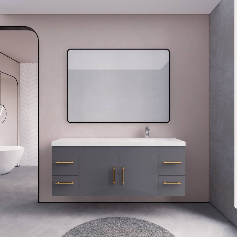 Eliza 60'' Wall Mounted Vanity with Single Sink on the Right