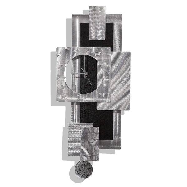 Statements2000 Large Metal Wall Art Clock Pendulum Modern Abstract Silver Black Sculpture Decor By Jon Allen Titan Clock Overstock 27085708