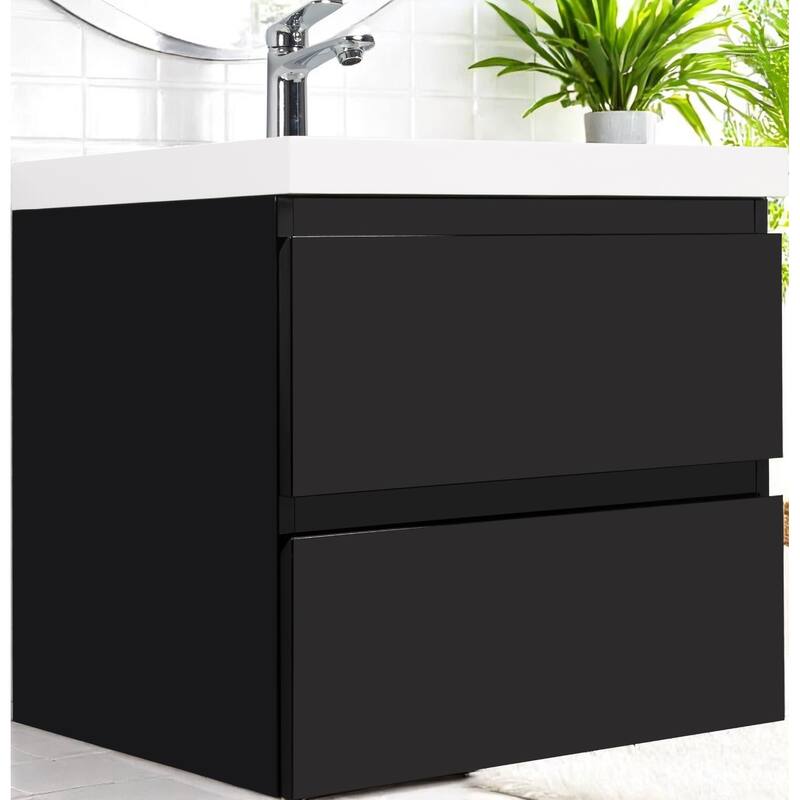 30" Wall-Mounted Bathroom Vanity with Resin Sink - Floating Bathroom Cabinet with Soft-Close Hinges,Floating Vanity Cabinet
