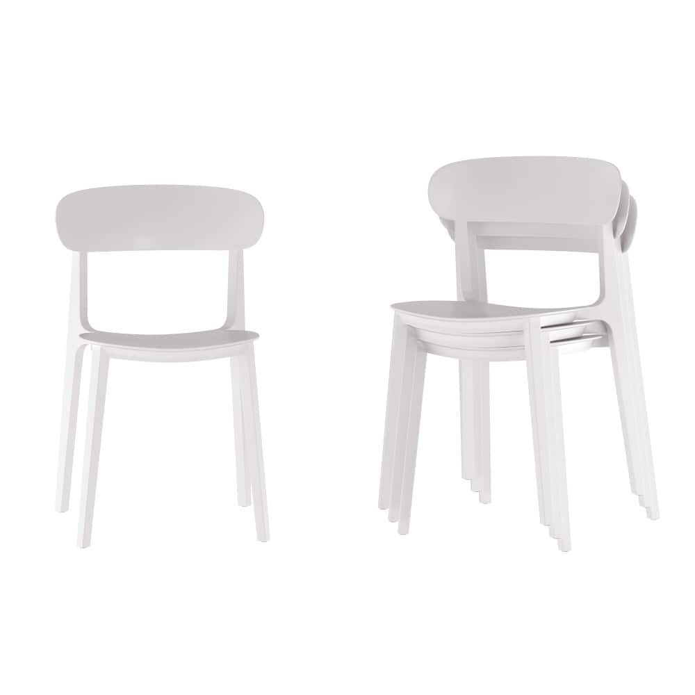 Commercial All-Weather Resin Stack Chair with Contoured Backrest-Set of 4 - 19"W x 19.5"D x 31"H