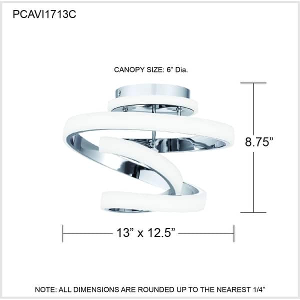 Aviva Integrated LED Polished Chrome Semi-Flush Mount - Polished Chrome