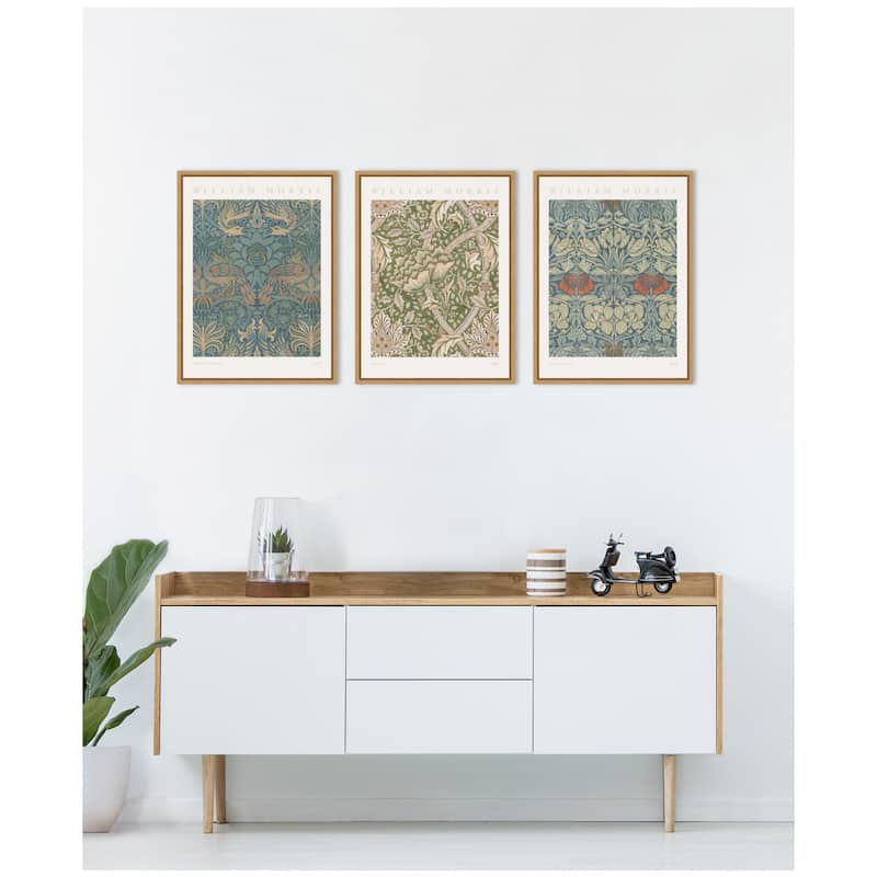 Kate and Laurel Sylvie William Morris Posters - 3 Piece Framed Canvas Art Set by The Art Institute of Chicago