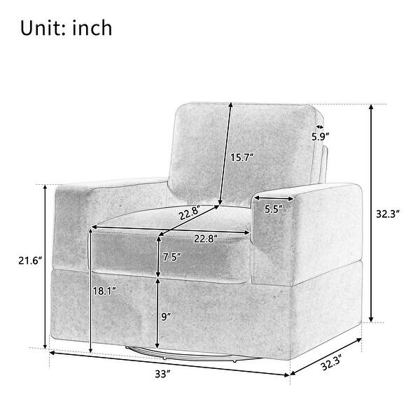 Upholstered Swivel Barrel Chair, Chair for Living Room and Bedroom