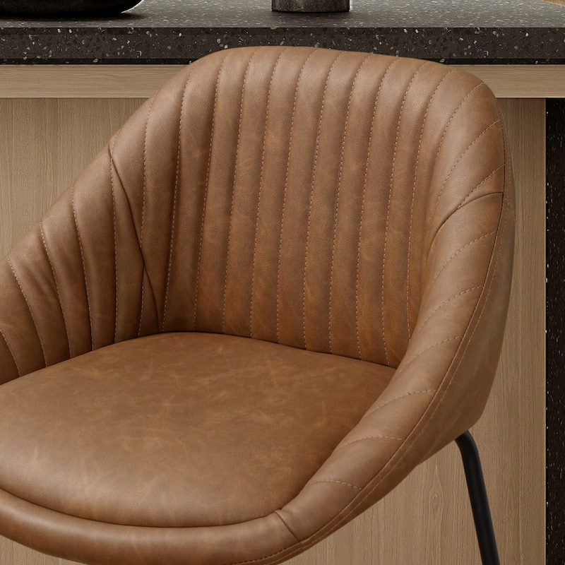 Art Leon Modern Faux Leather Metal Frame Counter Height Bar Stools (Set of 2)