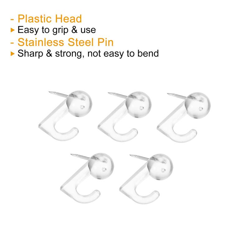 Push Pin Hooks, Plastic Head Wall Thumb Tacks Hanging Nails Pushpin
